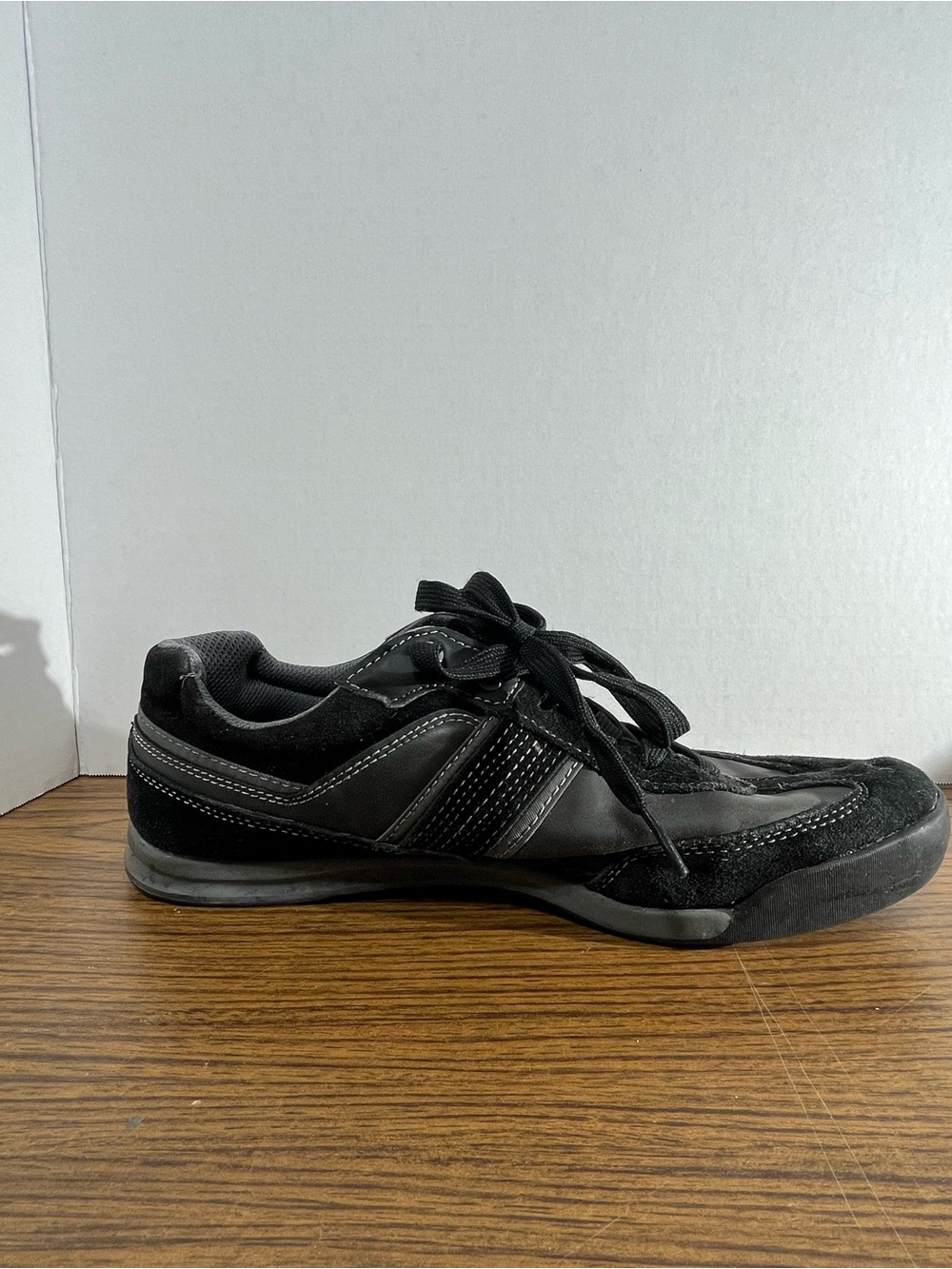 Perry Ellis America JASON Shoes Size 9.5  Black /Gray Mesh Suede   AF14F519A-1